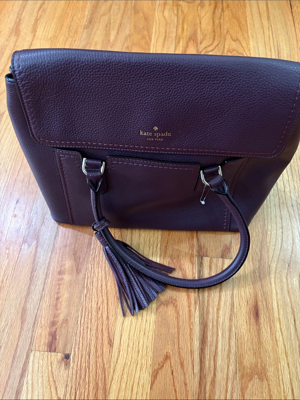 kate spade Plum Leather Tassel Satchel in Deep Plum
